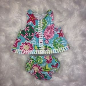Mud Pie Swing Top 2pc Bloomer set 9-12m